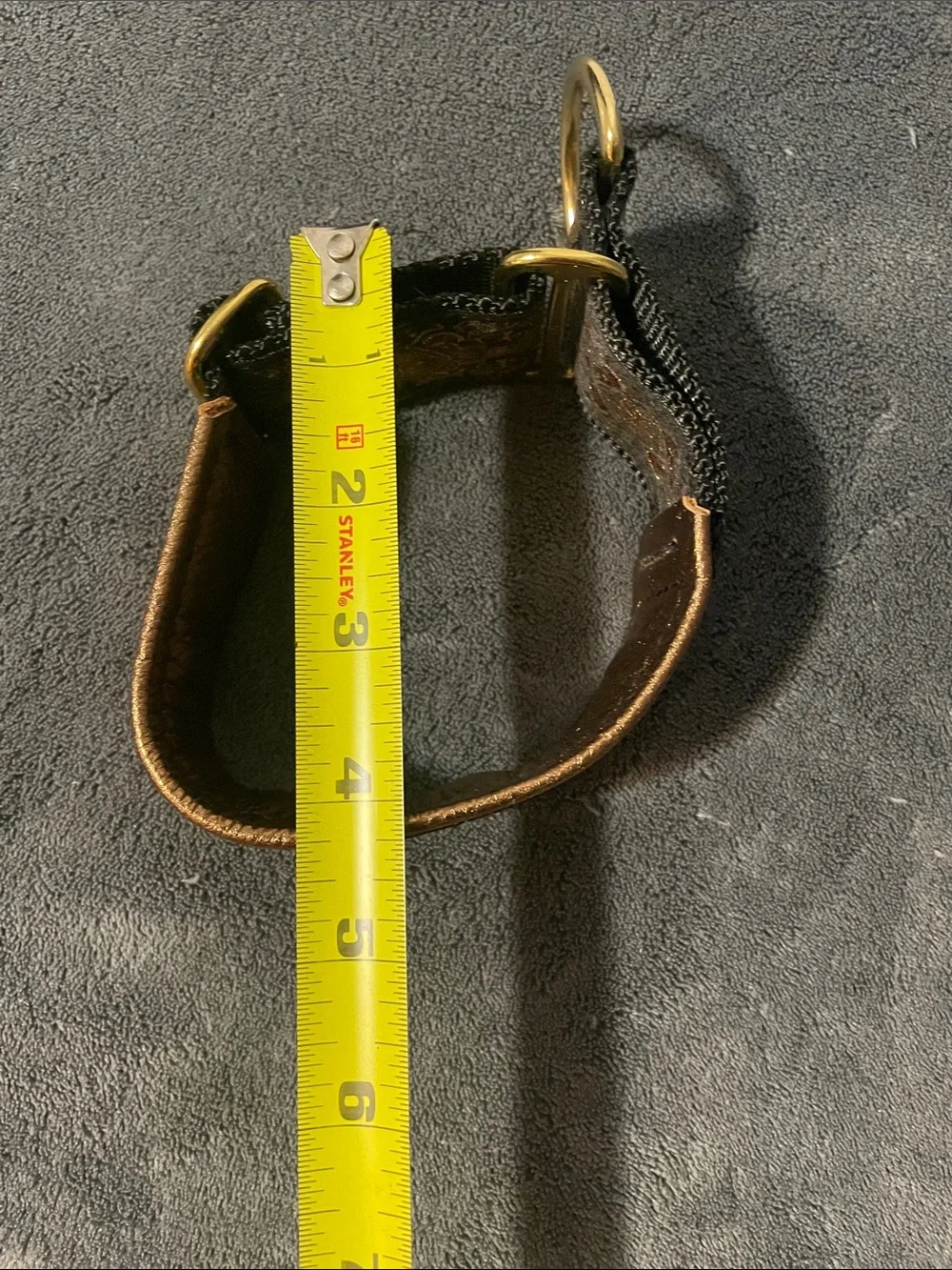 Elegant Embroidered Brown & Black Dog Collar with Gold Accents